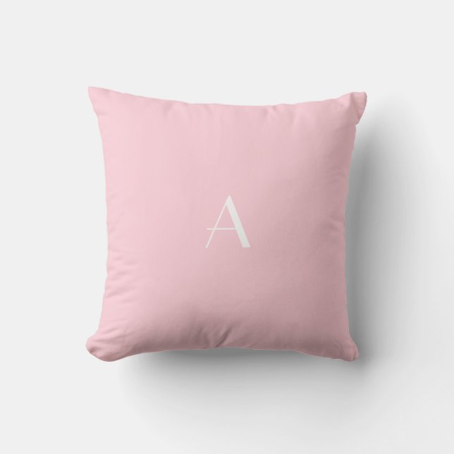 Pastellrosa Kissen Weiße Monogramm (Vorderseite)