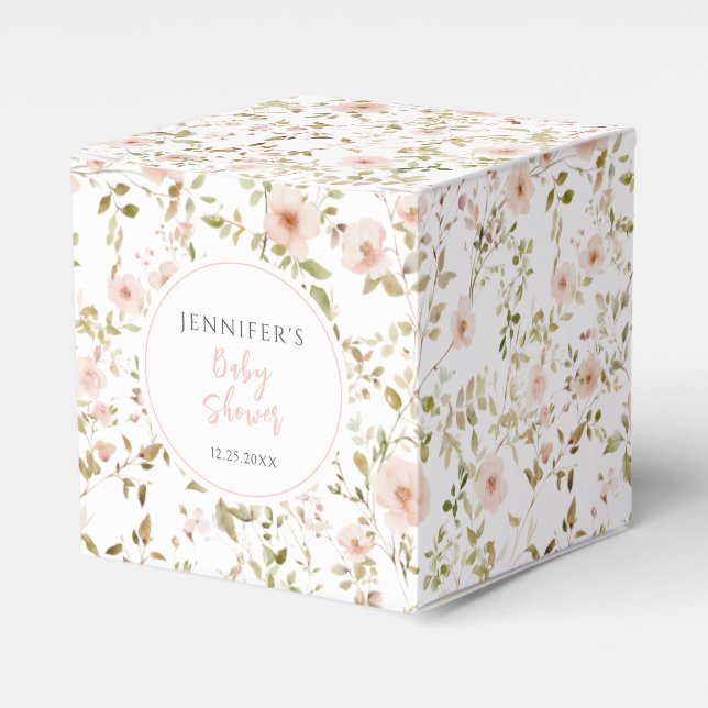 Pastellrosa kleine Wildblume Babydusche Geschenkschachtel (Vorderseite)