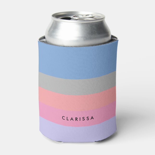 Pastellrosa Korallengraublau lila Farbblock Dosenkühler (Kanne Vorderseite)