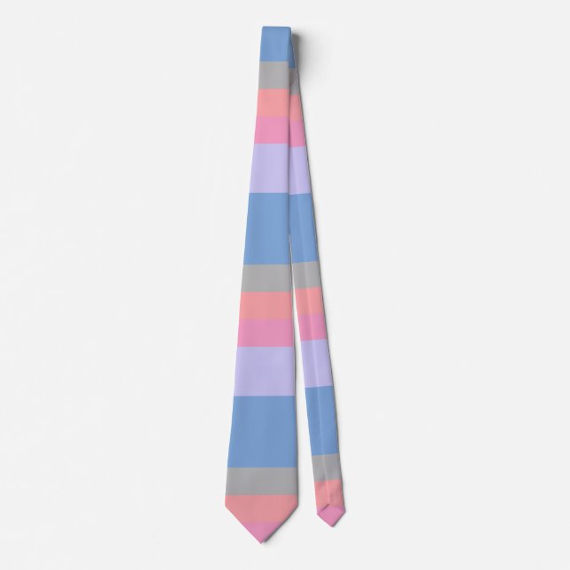 Pastellrosa Korallengraublau lila Farbblock Krawatte (Vorderseite)