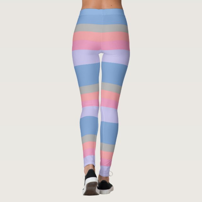 Pastellrosa Korallengraublau lila Farbblock Leggings (Rückseite)