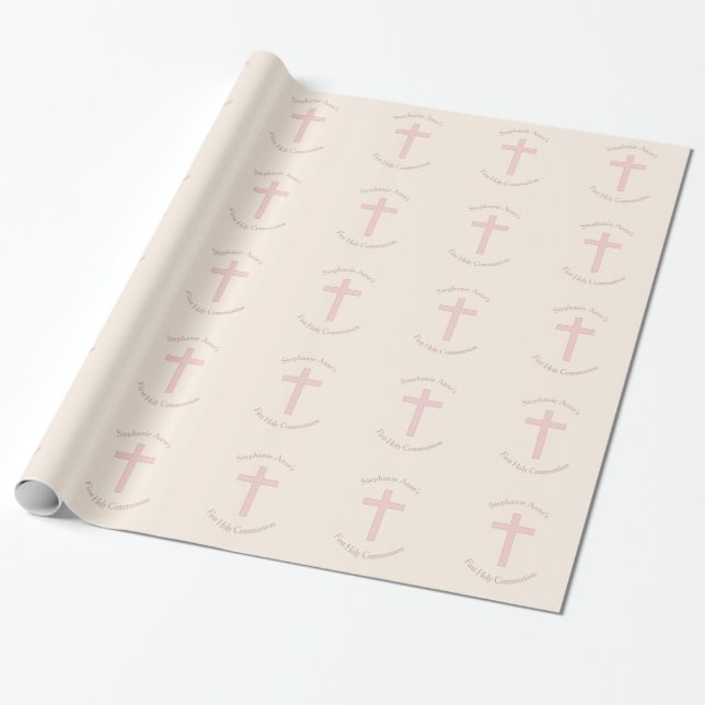 Pastellrosa Kreuz Geschenkpapier (Ungerollt)