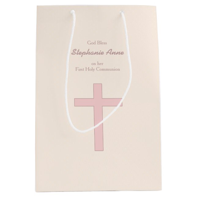 Pastellrosa Kreuz Mittlere Geschenktüte (Vorderseite)