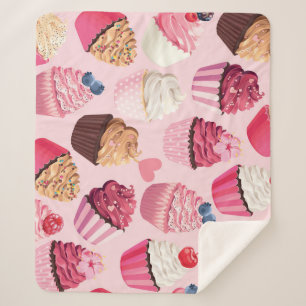 Pastellrosa Kuchen: Vintages Muster. Sherpadecke