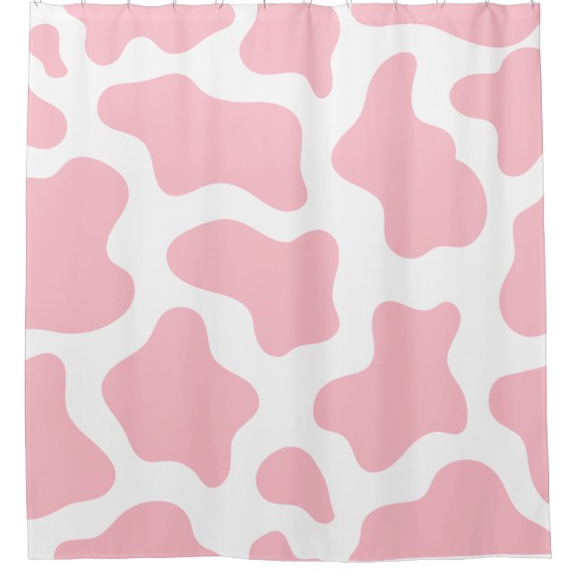 Pastellrosa Kuhprägung Kawaii Duschvorhang (Vorderseite)