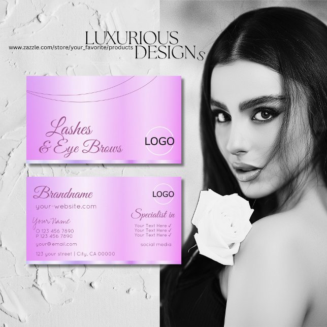 Pastellrosa Lila glamourös mit Logo Elegant Visitenkarte (Von Creator hochgeladen)