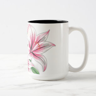 Pastellrosa Lilien im Art-Déco-Stil Zweifarbige Tasse