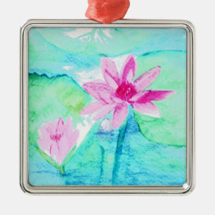 Pastellrosa Lotus Blume Wasserfarben Ornament Aus Metall