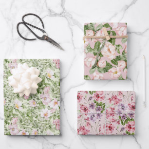 Pastellrosa Magnolienrose Geschenkpapier Set