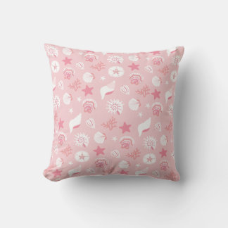 Pastellrosa Meeresmuscheln und Korallen nahtloses  Kissen