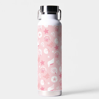 Pastellrosa Meeresmuscheln und Korallen nahtloses  Trinkflasche