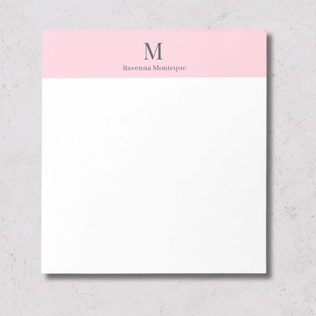 Pastellrosa minimal personalisierter Name Notizblock (Von Creator hochgeladen)