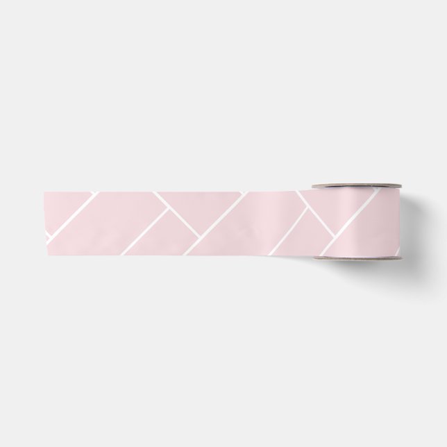 Pastellrosa mit weißem geometrischem Muster Satinband (Vorderseite)