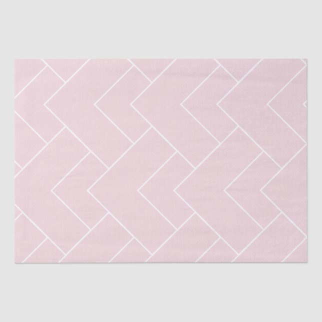 Pastellrosa mit weißem geometrischem Muster Seidenpapier (Vorderseite)