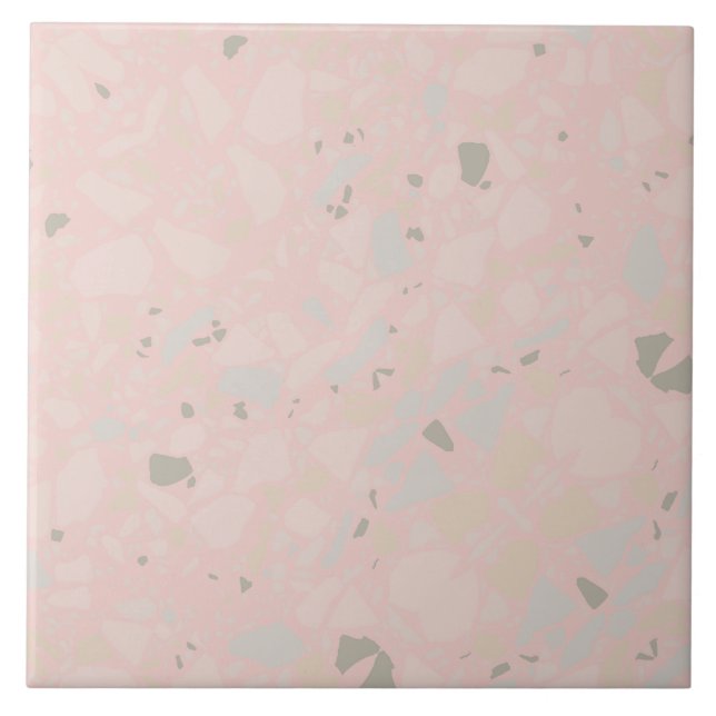 Pastellrosa, moderne, einfache Terrazzo-Wirkung Fliese (Vorderseite)
