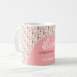 Pastellrosa modernes Weihnachtsmuster Kaffeetasse
