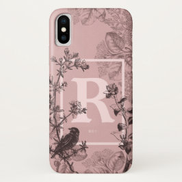 Pastellrosa Monogram Bird und Blumendesign Case-Mate iPhone Hülle