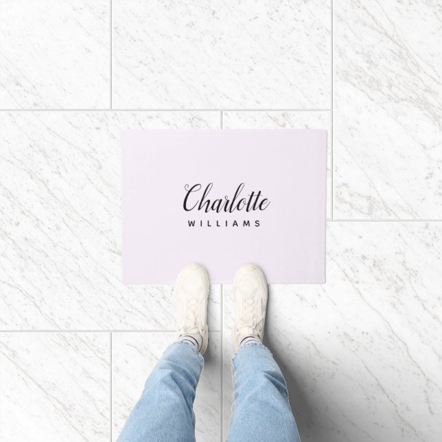 Pastellrosa Monogram Door Mat - Benutzerdefinierte Fußmatte (Indoor)