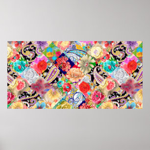 Pastellrosa Nahtlose Muster Federarm Delikat Poster