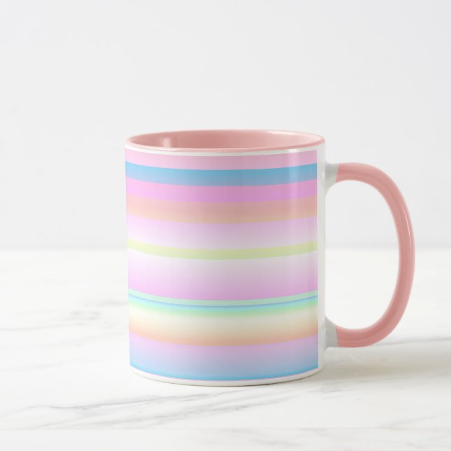 Pastellrosa niedliche Farbstreifen Tasse (Rechts)