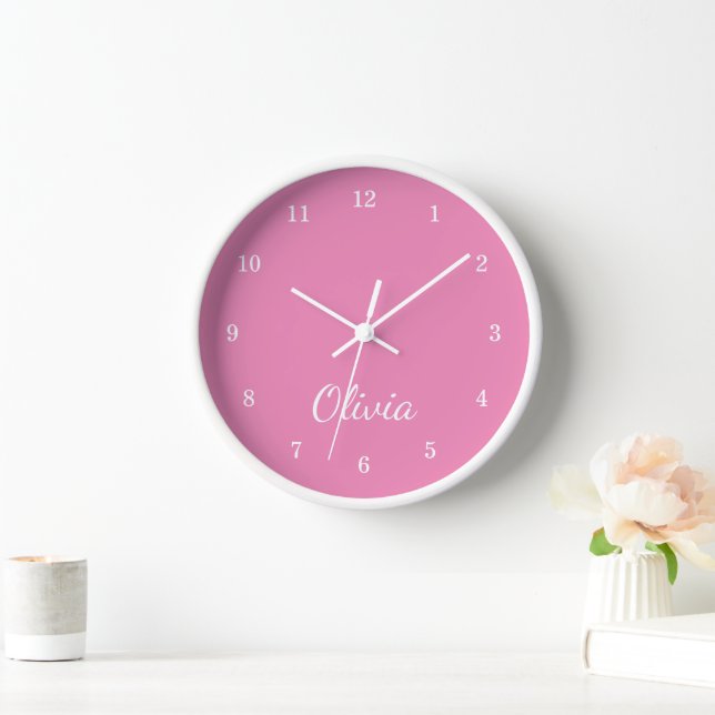 Pastellrosa Niedliches Personalisiertes Kinderspie Uhr (Zuhause)