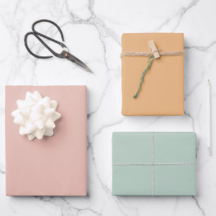 Pastellrosa Orangefarbene Papierfolien Geschenkpapier Set