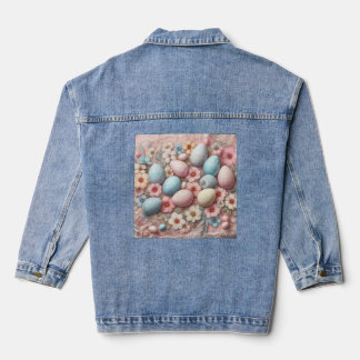 Pastellrosa Ostereier und -Blume Jeansjacke