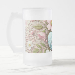 Pastellrosa Ostereier und -Blume Mattglas Bierglas
