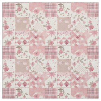 Pastellrosa Patchwork Vintage Cottagecore Quilt Stoff