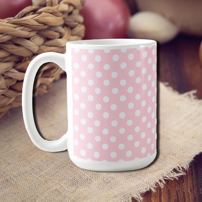 Pastellrosa Polka-Punkte Kaffeetasse (Von Creator hochgeladen)