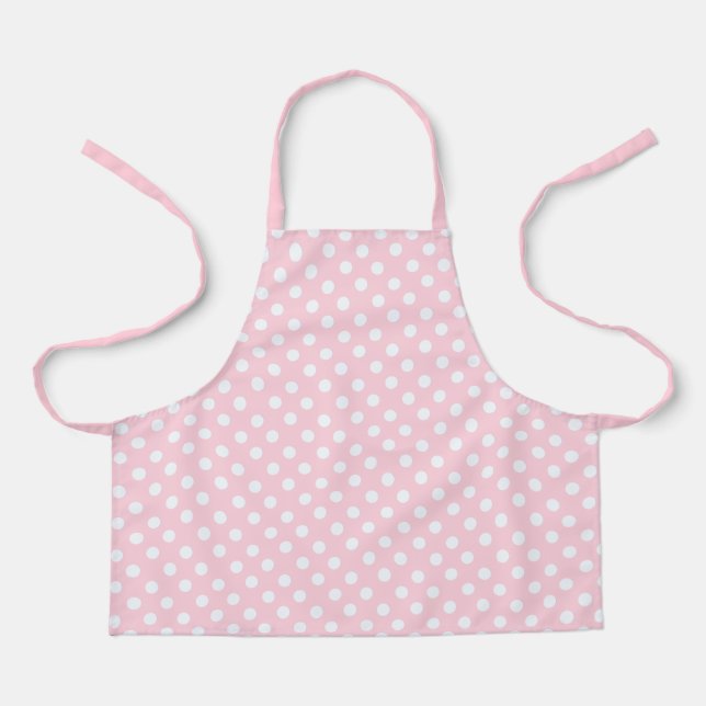 Pastellrosa Polka-Punkte Schürze (Vorderseite)