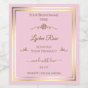 Pastellrosa Produktetikett Goldrahmen Vintage Rose Weinetikett