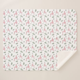 Pastellrosa Pudel-Muster-Weihnachtsdecke Geschenk Sherpadecke