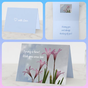 Pastellrosa Rain Lilies Springtime Floral Card Karte