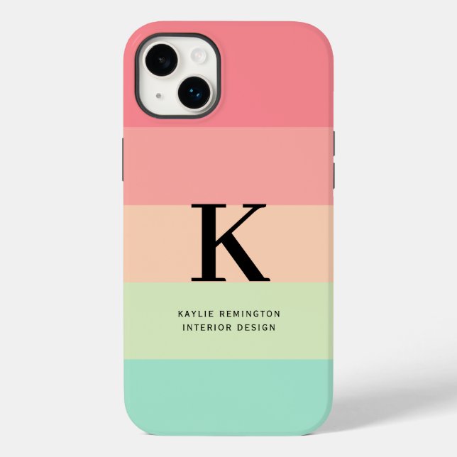 Pastellrosa Rainbow Colorblock Streifen Case-Mate iPhone 14 Plus Hülle (Rückseite)