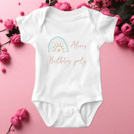 Pastellrosa Regenbogen Birthday Party Baby Strampler