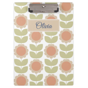 Pastellrosa Retro-Blumenmuster im Stil der Mitte d Klemmbrett