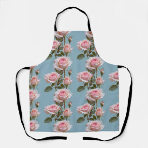 Pastellrosa Rosen auf einem weichen himmelblauen H Schürze