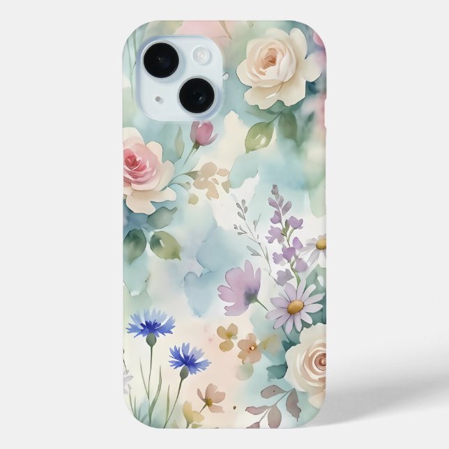 Pastellrosa Rosen Blumenmuster Case-Mate iPhone Hülle (Rückseite)