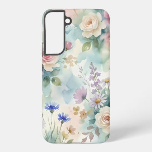 Pastellrosa Rosen Blumenmuster Samsung Galaxy Hülle