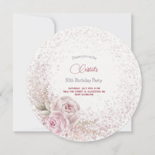 Pastellrosa Rosen Erwachsene Einladung zum Geburts