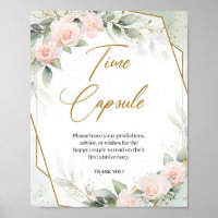 Pastellrosa Rosen Eukalyptus Gold Zeitkapsel