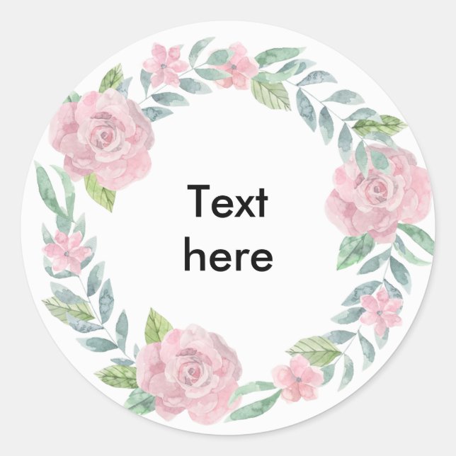 Pastellrosa Rosenkranz zum Anpassen mit Namen Runder Aufkleber (Vorderseite)