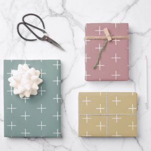 Pastellrosa, Sage Green, Sonnengelb und Zeichen Geschenkpapier Set