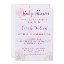 Pastellrosa Schleifen Florale Babyparty