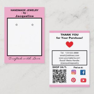 Pastellrosa-Schmuck-Ohrringe-Social-QR-Code Visitenkarte