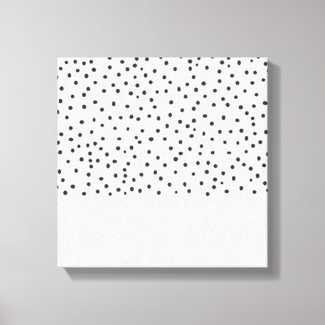 Pastellrosa, schwarze Polka-Dosen-Muster Leinwanddruck (Vorderseite)