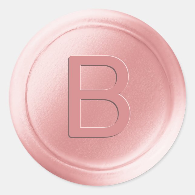 Pastellrosa Single Letter Wax Siegel Look Sticker (Vorderseite)