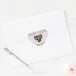 Pastellrosa Spitze Perlen Baby-Foto-Aufkleber Herz-Aufkleber