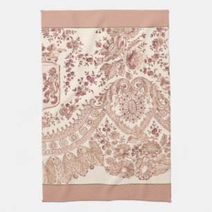 Pastellrosa Spitzenrosen Geschirrtuch